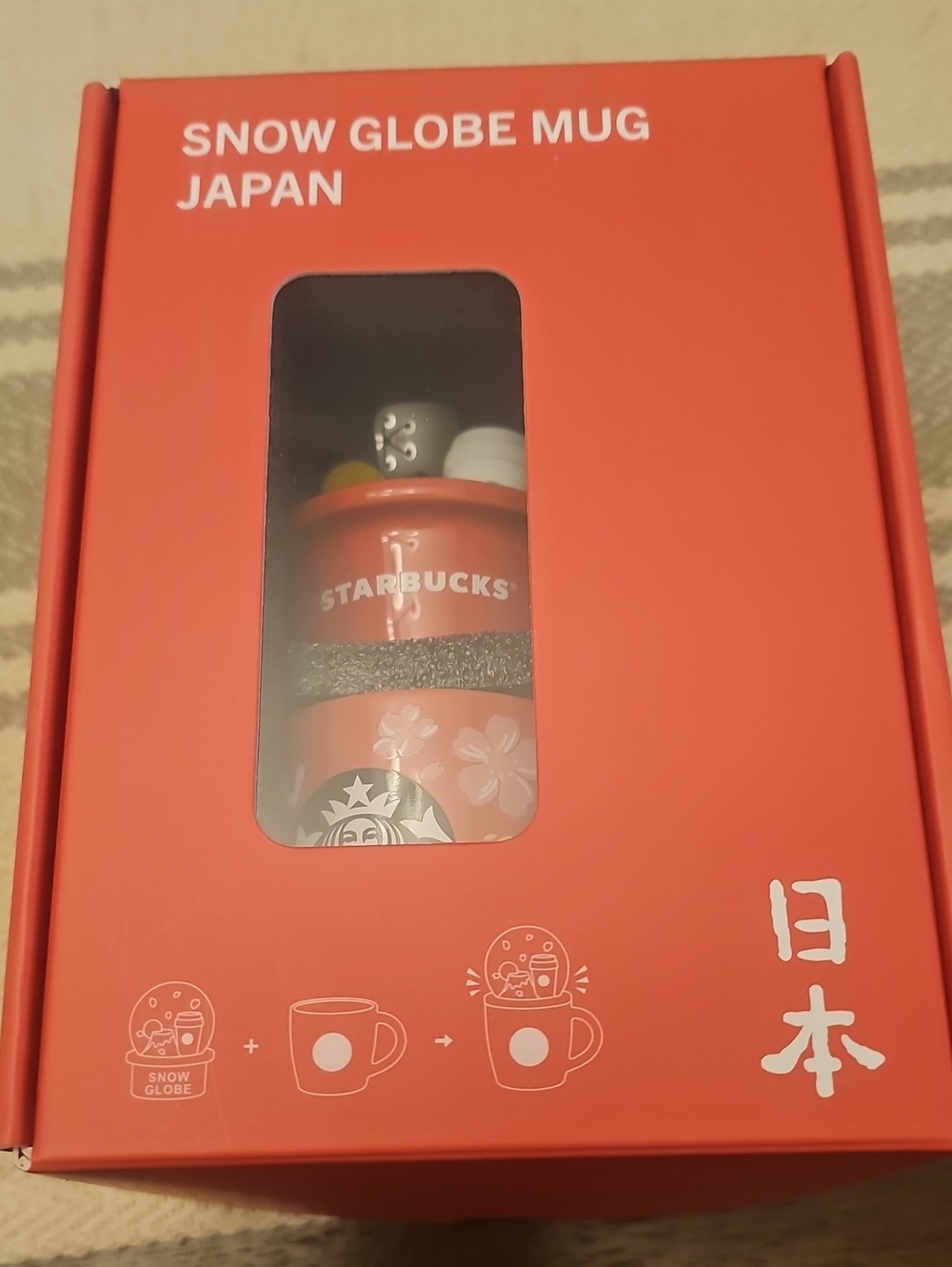Starbucks Red Snow Globe Mug Japan Boxed Collectible